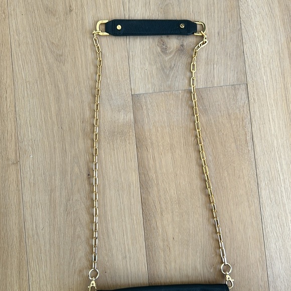 Tory Burch Reva Cross body leather black flap bag with gold chain strap. - Picture 5 of 11
